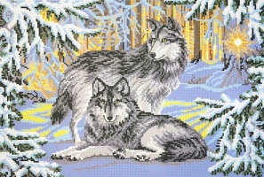 Набор для вышивания крестом "Волки в лесу" Искусница 30х44