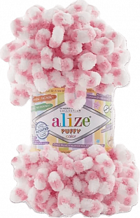 Alize Puffy Color - 6494-розово-белый