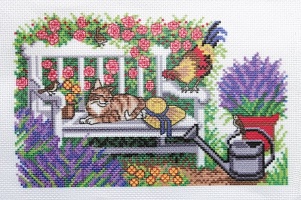 Набор для вышивания крестом "Довольный кот" Искусница 20х30