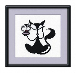 Набор для вышивания крестом "Черная кошка" Овен 25х25