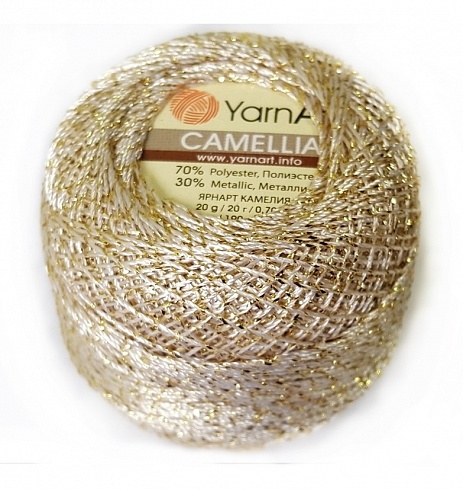 YarnArt Camellia - 430 Белый с золотом