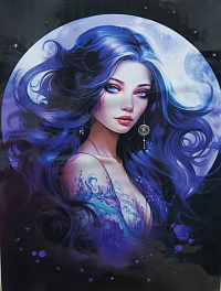 Алмазная мозаика Девушка с синими волосами 40х50