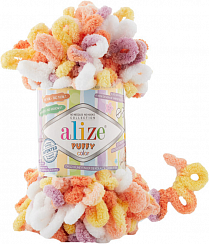 Alize Puffy Color - 6429 жёл-бел-оранж-фиол