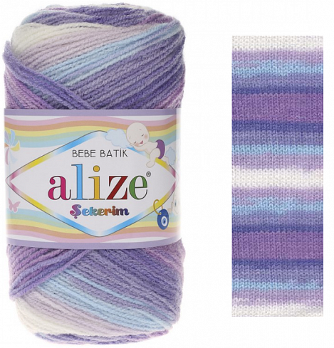 Alize Sekerim Bebe Batik - 3483 бело-сиренево-голубой