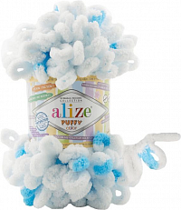 Alize Puffy Color - 6472 бело-голубой