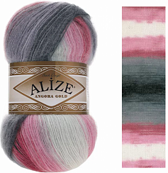 Alize Angora Gold Batik - 1602 бело-розово-ченичный