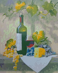 Алмазная мозаика Вино с виноградом и сыром 40х50