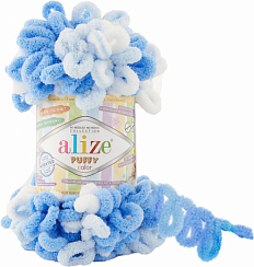 Alize Puffy Color - 63,71 бело-голубо-синий