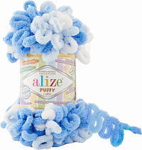 Alize Puffy Color - 63,71 бело-голубо-синий