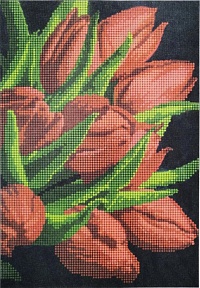 Канва для вышивания бисером "Красные тюльпаны" Мастерица 25х18