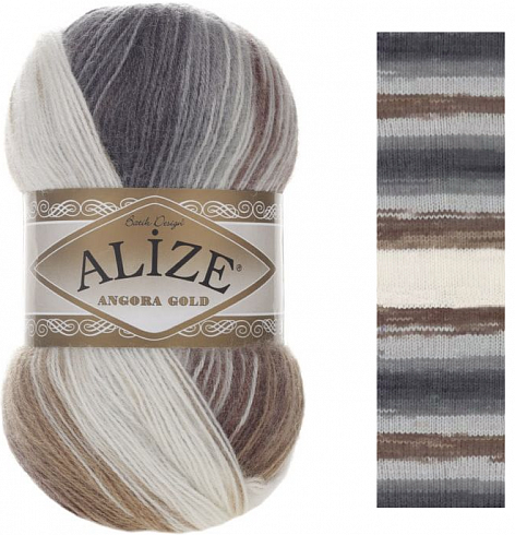 Alize Angora Gold Batik - 5742 бело-серо-коричн