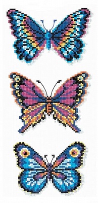 Набор для вышивания крестом "Бабочки синие" 12х35 Искусница