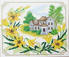 Набор для вышивания бисером "Пейзаж с лилиями" Искусница 24х30