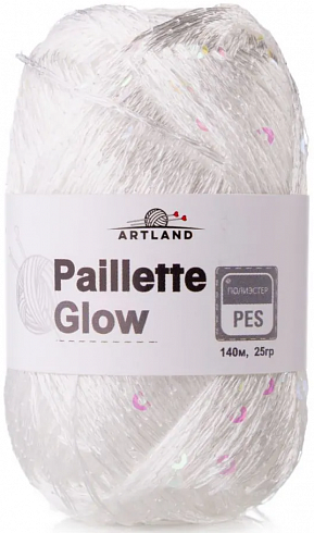 Пряжа Artland Paillette Glow - 001 белый с розовым