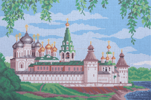 Канва с рисунком "Монастырь" Искусница 30*44