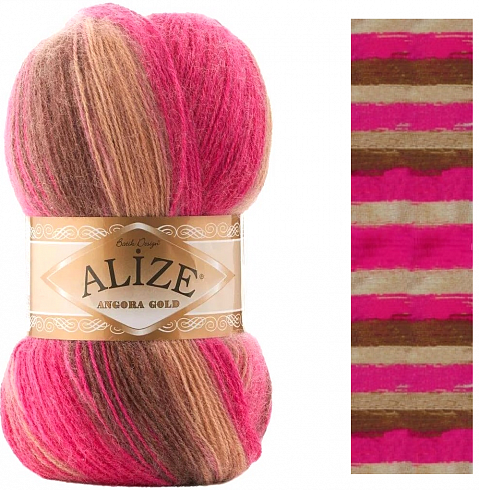 Alize Angora Gold Batik - 7157 коричнево-бежево-розовый