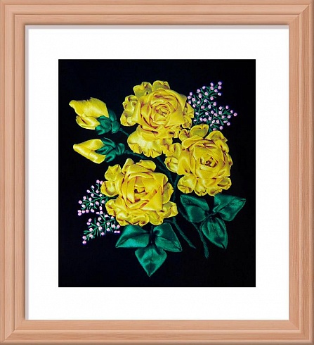 Набор для вышивания лентами "Желтые розы" Искусница 12х14 см