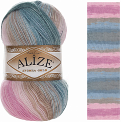 Alize Angora Gold Batik - 2970 розово-голубо-зеленый