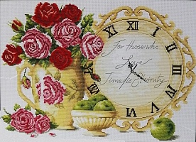 Набор для вышивания крестом "Розы и часы" 47х33