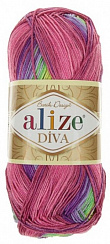 Alize Diva Batik - 3241 зелено-розовый-фиолетовый