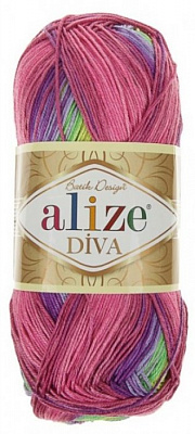 Alize Diva Batik - 3241 зелено-розовый-фиолетовый