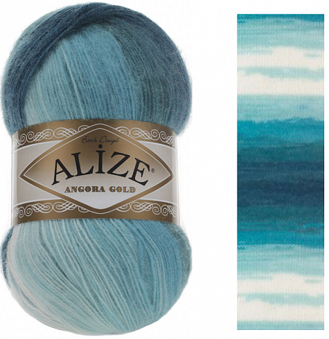 Alize Angora Gold Batik - 1892 бело-бирюзово-синий
