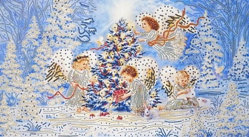 Канва для вышивания бисером "Рождественская елка" Конек 25х44