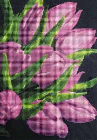 Канва для вышивания бисером "Фиолетовые тюльпаны" Мастерица 25х18