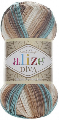 Alize Diva Batik - 4603 коричнево-молочно-мятный