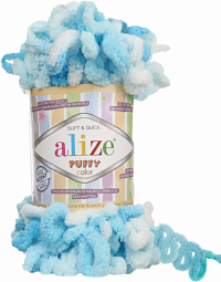 Alize Puffy Color - 5924 бело-голубой