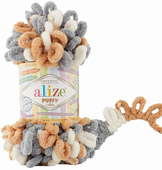Alize Puffy Color - 6395 бело-бежево-серый