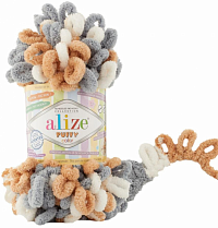 Alize Puffy Color - 6395 бело-бежево-серый
