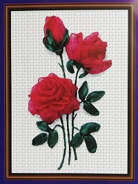 Набор для вышивания лентами "Алые розы" 6-10 см