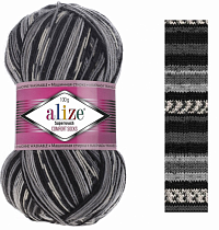 Alize Superwash - 2695 Черный-серый-белый