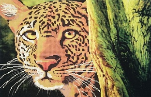 Канва для вышивания бисером "Леопард" 39х25