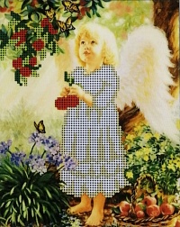 Канва для вышивания бисером "Ангел в саду" Мастерица17х14