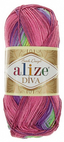 Alize Diva Batik - 3241 зелено-розовый-фиолетовый