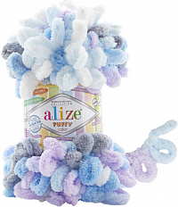 Alize Puffy Color - 6524 сер/гол/бел/сиреневый