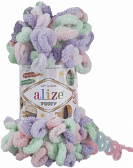 Alize Puffy Color - 5938 зел/роз/сиреневый