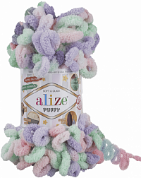 Alize Puffy Color - 5938 зел/роз/сиреневый