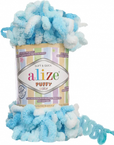 Alize Puffy Color - 5924 бело-голубой