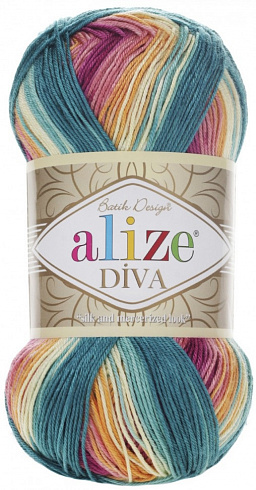Alize Diva Batik - 4572 розово-желто-изумрудный