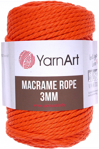 YarnArt Macrame Rope 3 мм - 800 Ярко оранжевый