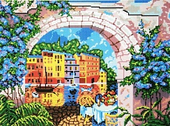 Канва с рисунком "Цветной город" 26х35