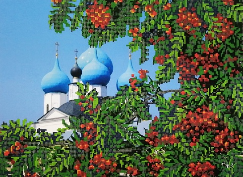 Канва для вышивания бисером "Рябина" Конек 28х38