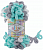 Alize Puffy Color - 6408 бело-серо-бирюзовый