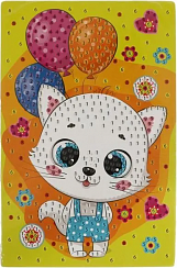Алмазная мозаика  Котик с шариками 10*15 см