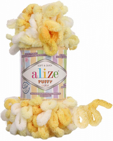 Alize Puffy Color - 5921 бело-желтый