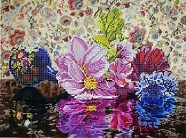 Канва для вышивания бисером "Цветочная феерия" Картины бисером 35х26