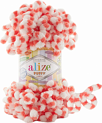 Alize Puffy Color - 6495 бело-красный
